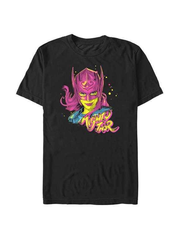 Men's Marvel: Thor: Love and Thunder Jane Foster Pink Portrait Graphic Tee Black Medium