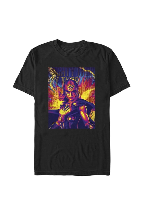 Men's Marvel: Thor: Love and Thunder Mighty Jane Foster  Graphic Tee Black 2X Large