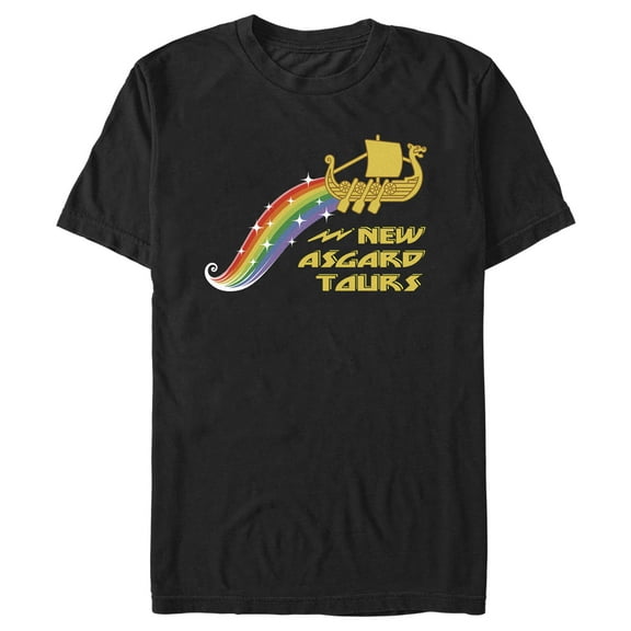 Men's Marvel: Thor: Love and Thunder New Asgard Tours Logo Graphic Tee Black 2X Large