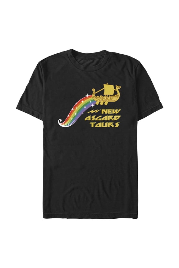 Men's Marvel: Thor: Love and Thunder New Asgard Tours Logo Graphic Tee Black Large