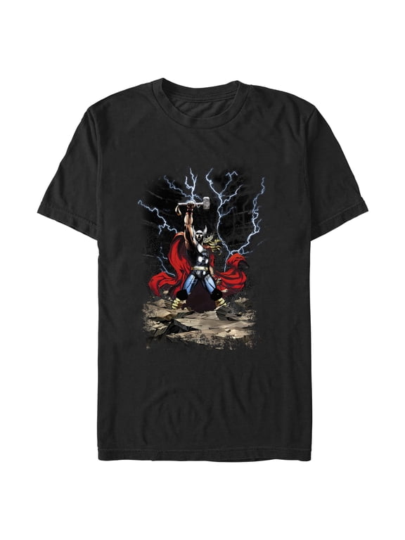 Men's Marvel Thor Mighty Lightning Poster Graphic T-Shirt