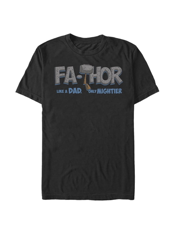 Men's Marvel Thor Only Mightier Fa-Thor Graphic Tee Black 1X Big Tall