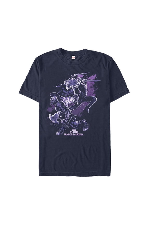 Men's Marvel Thor: Ragnarok Hulk Fight  Graphic Tee Navy Blue Large