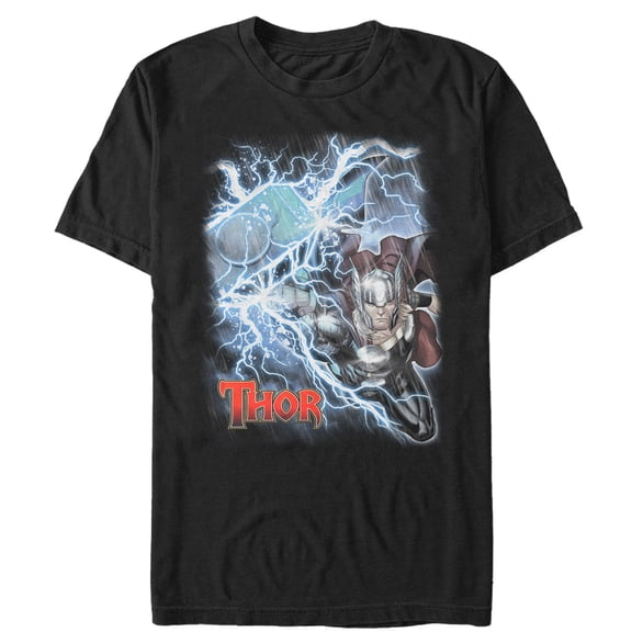 Men's Marvel Thor Thunder Graphic Tee Black Medium