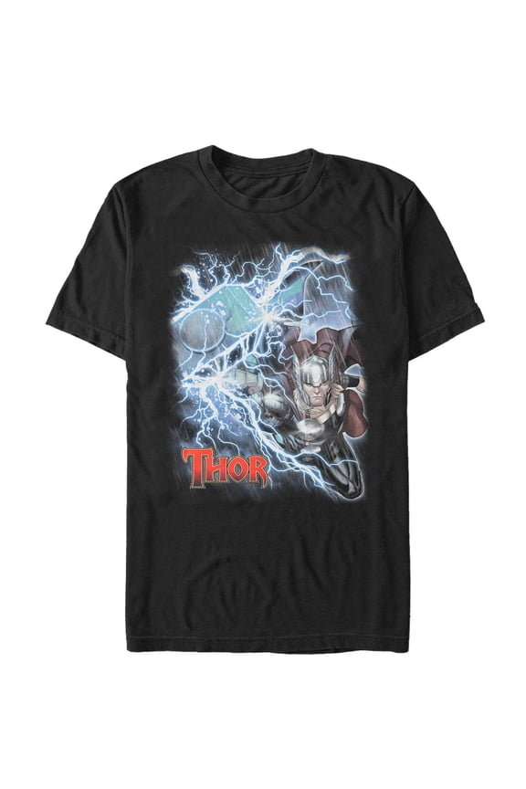 Men's Marvel Thor Thunder Graphic Tee Black Medium
