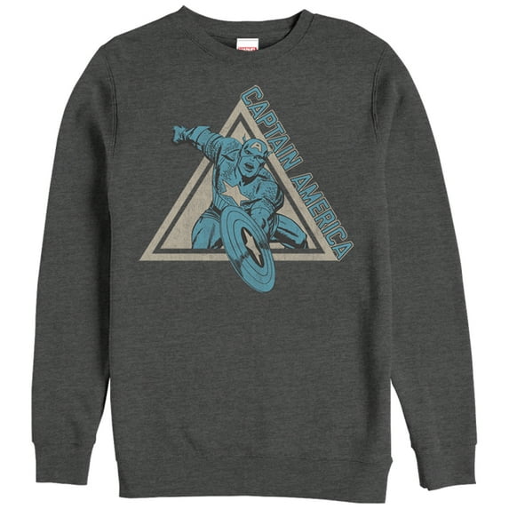 Men's Marvel Triangle Captain America Sweatshirt Charcoal Heather Large