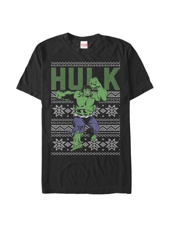 Men's Marvel Ugly Christmas Hulk Graphic Tee Black 2X Large