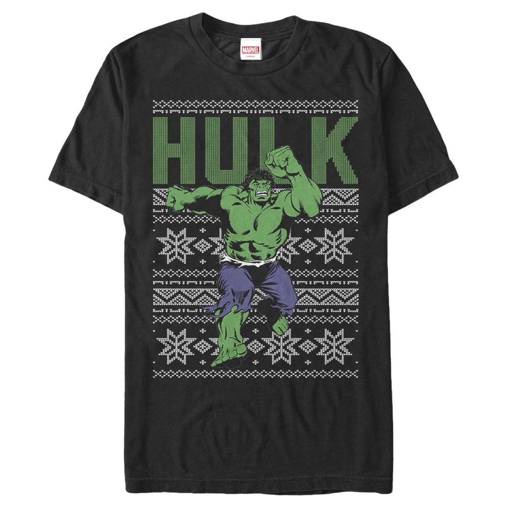 Men's Marvel Ugly Christmas Hulk Graphic Tee Black 2X Large - Walmart.com