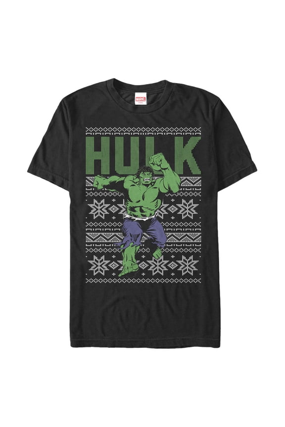 Men's Marvel Ugly Christmas Hulk Graphic Tee Black 3X Large