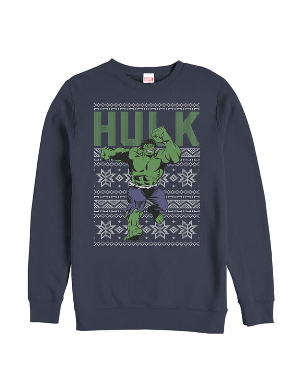 Men's Marvel Ugly Christmas Hulk Sweatshirt Navy Blue 2X Large