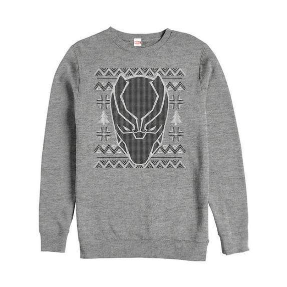 Men's Marvel Ugly Christmas Panther Mask Sweatshirt Athletic Heather Small