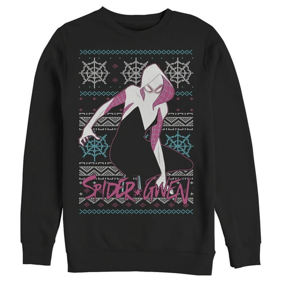 Men's Marvel Ugly Christmas Spider-Gwen Web Sweatshirt Black Small