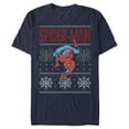 thumbnail image 1 of Men's Marvel Ugly Christmas Spider-Man Crawl  Graphic Tee Navy Blue Large, 1 of 4