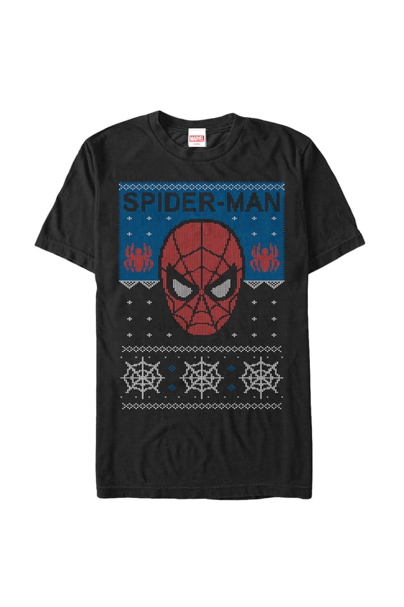 Men's Marvel Ugly Christmas Spider-Man Web Graphic Tee Black 2X Large