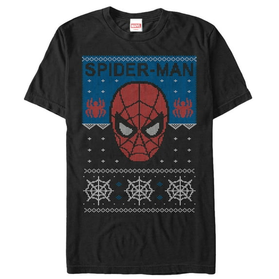 Men's Marvel Ugly Christmas Spider-Man Web Graphic Tee Black 2X Large
