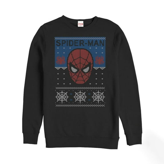Men's Marvel Ugly Christmas Spider-Man Web Sweatshirt Black Medium