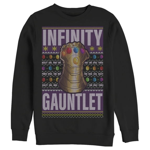 Men's Marvel Ugly Christmas Thanos Gauntlet Sweatshirt Black Small