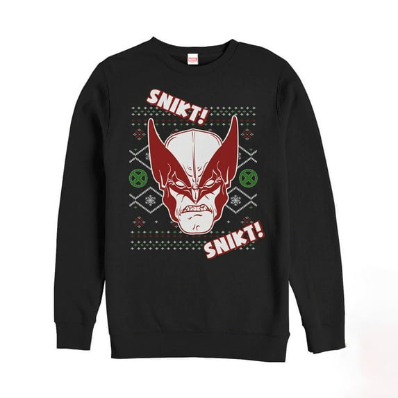 Men's Marvel Ugly Christmas X-Men Wolverine Snikt Sweatshirt Black Large