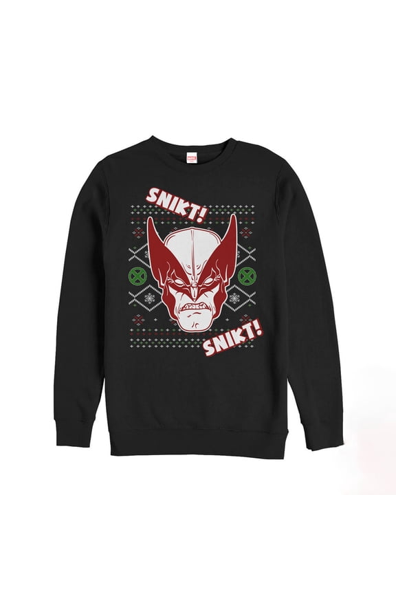Men's Marvel Ugly Christmas X-Men Wolverine Snikt Sweatshirt Black Medium