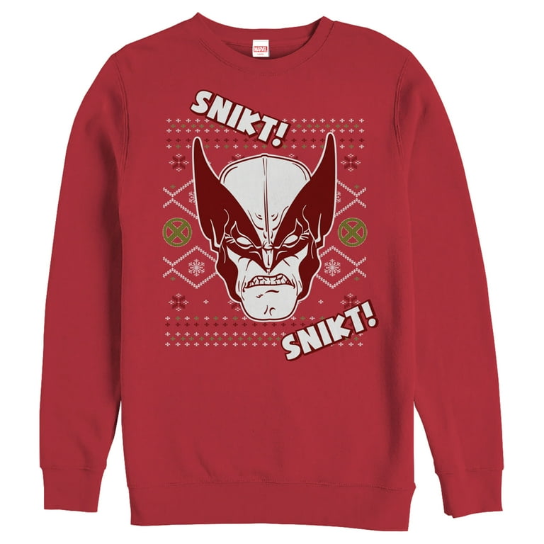 Men s Marvel Ugly Christmas X Men Wolverine Snikt Sweatshirt Red Small