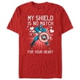 thumbnail image 1 of Men's Marvel Valentine Captain America No Shield For Heart Graphic Tee Red Large, 1 of 4