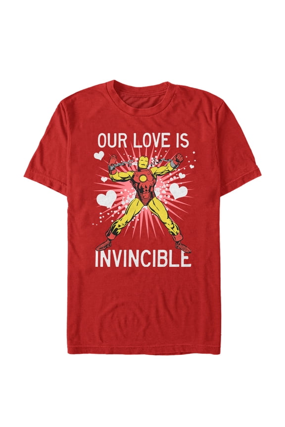 Men's Marvel Valentine Iron Man Invincible Love Graphic Tee Red Medium