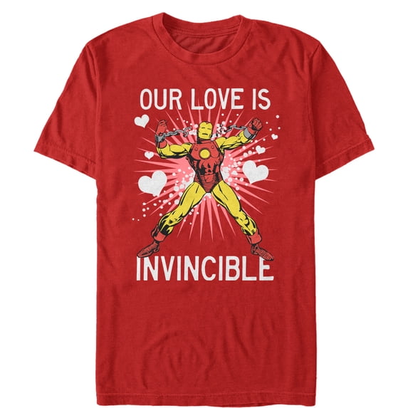 Men's Marvel Valentine Iron Man Invincible Love Graphic Tee Red Small