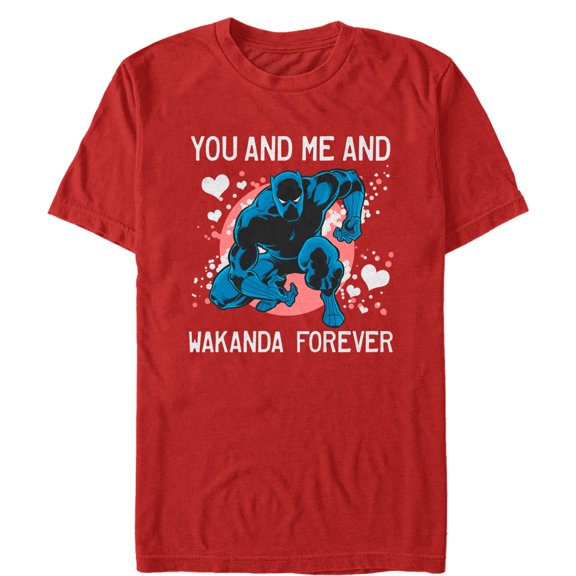 Men's Marvel Valentine Panther Wakanda Forever  Graphic Tee Red X Large