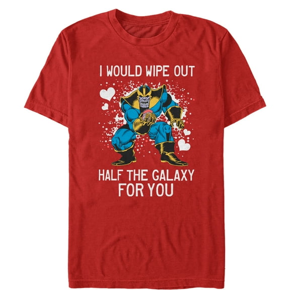 Men's Marvel Valentine Thanos Wipe Out Galaxy for You Graphic Tee Red 3X Large