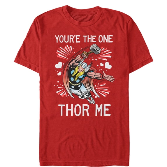 Men's Marvel Valentine You're the One Thor Me Graphic Tee Red Large