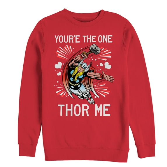 Men's Marvel Valentine You're the One Thor Me Sweatshirt Red 2X Large