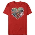 thumbnail image 1 of Men's Marvel Valentine's Day Avenger Heart Collage Graphic Tee Red Large, 1 of 4