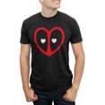thumbnail image 1 of Men's Marvel Valentine's Day Deadpool Heart Mask  Graphic Tee Black 3X Large, 1 of 4