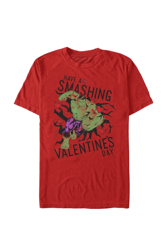 Men's Marvel Valentine's Day Hulk Smashing Graphic Tee Red 3X Large
