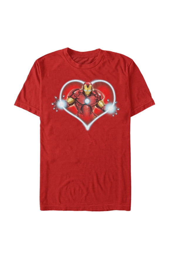 Men's Marvel Valentine's Day Iron Man Heart Frame Graphic Tee Red 2X Large