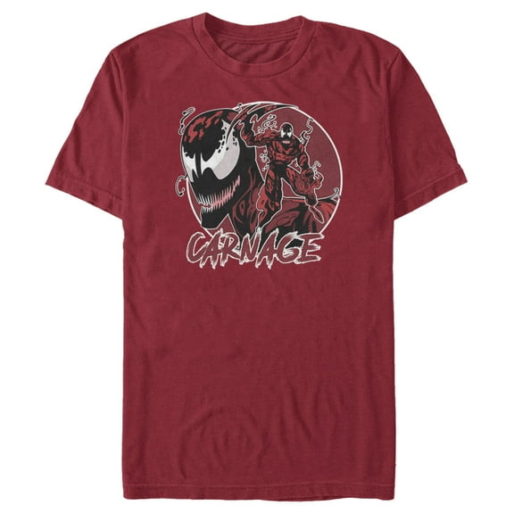 Men's Marvel Venom Carnage Mask Circle  Graphic Tee Cardinal Small