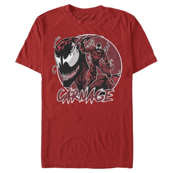 Men's Marvel Venom Carnage Mask Circle Graphic Tee Red 2X Large