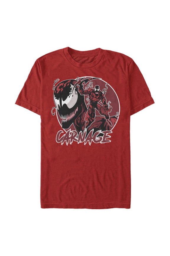 Men's Marvel Venom Carnage Mask Circle Graphic Tee Red X Large