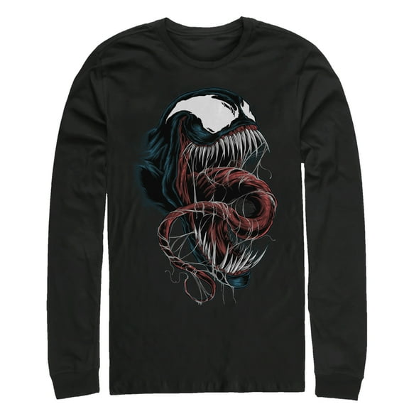 Men's Marvel Venom Close-Up Long Sleeve Shirt Black Large