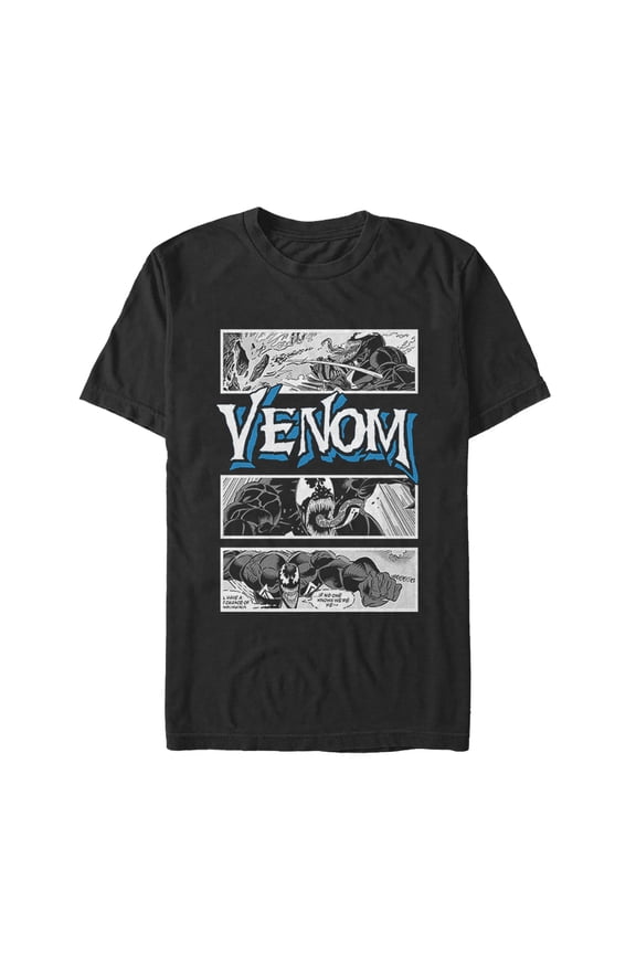 Men's Marvel Venom Comic Panels  Graphic Tee Black Large