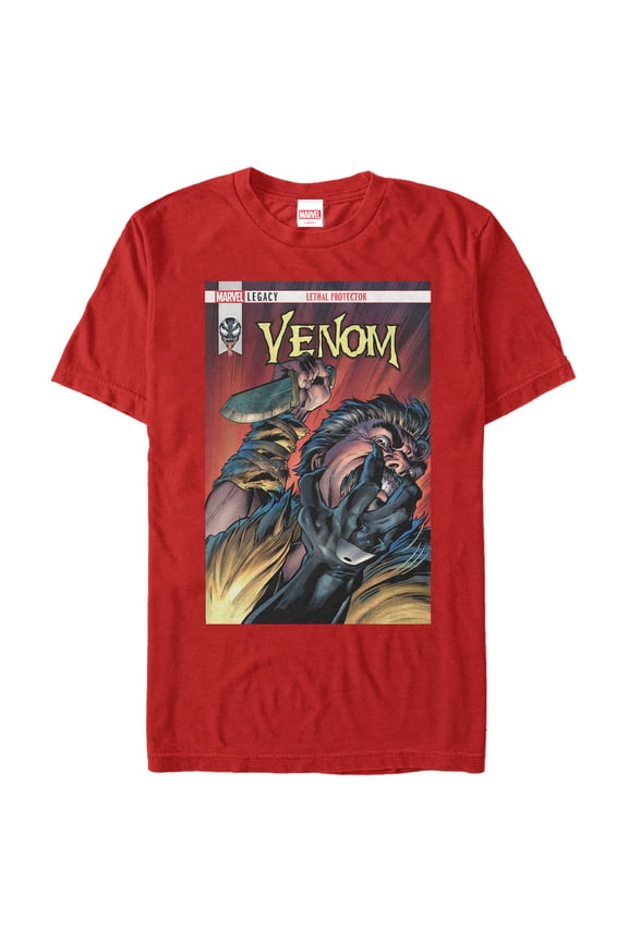 Men's Marvel Venom Lethal Protector Dagger  Graphic Tee Red Medium