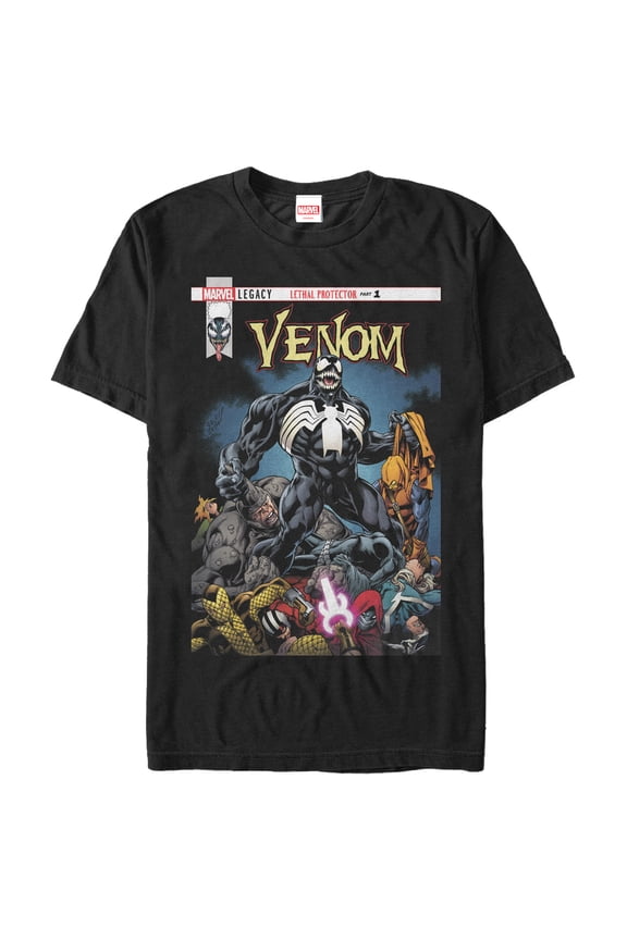 Men's Marvel Venom Lethal Protector Pile Graphic Tee Black Large