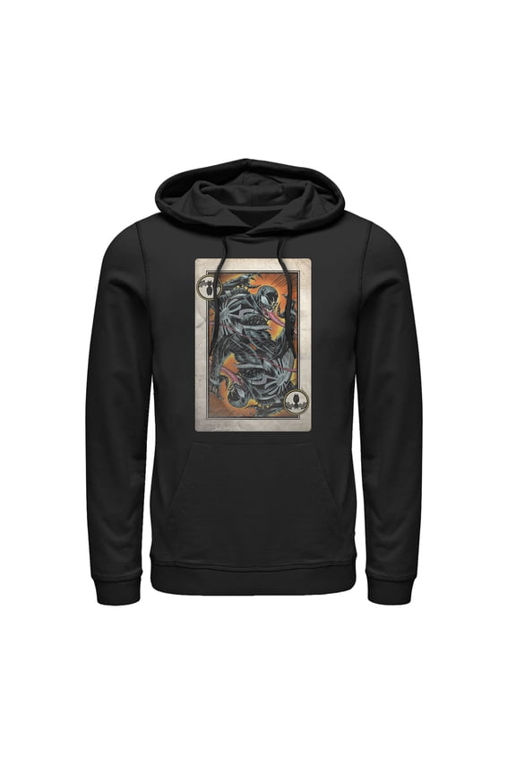 Men's Marvel Venom Playing Card Pull Over Hoodie Black Small