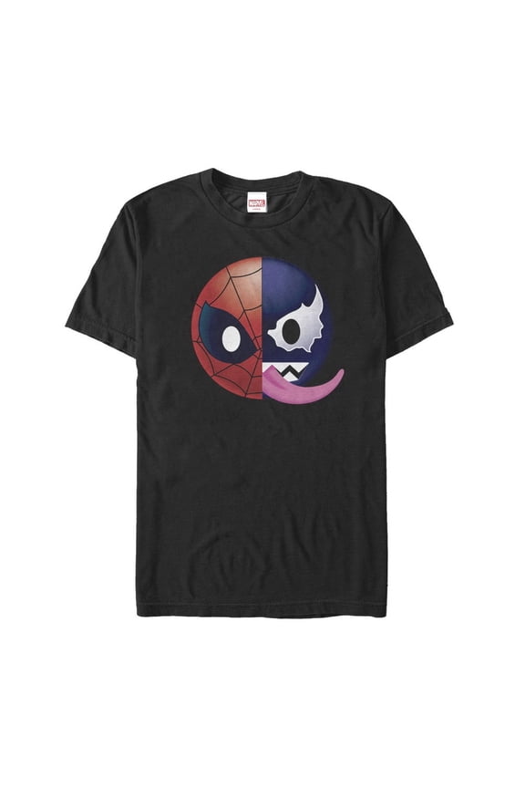 Men's Marvel Venom Spider-Man Split Emoticon Graphic Tee Black Small