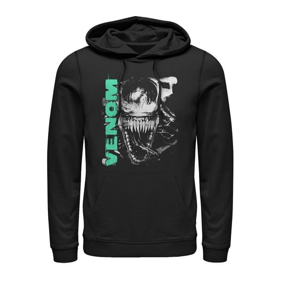 Men's Marvel Venom Teeth  Pull Over Hoodie Black 2X Large