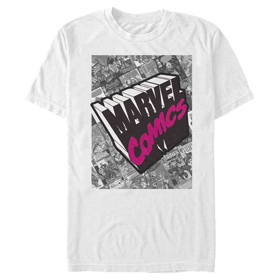 Men's Marvel Vintage Scene Logo Graphic Tee White Small
