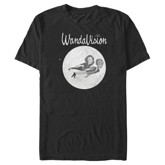 Men's Marvel WandaVision '60s Animated Flying Wanda and Vision Graphic Tee Black 2X Large