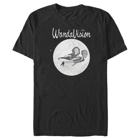 Men's Marvel WandaVision '60s Animated Flying Wanda and Vision Graphic Tee Black 3X Large