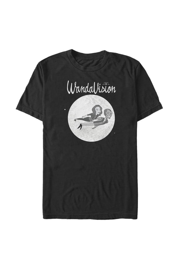 Men's Marvel WandaVision '60s Animated Flying Wanda and Vision Graphic Tee Black Small