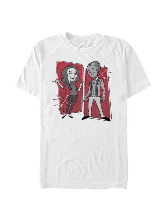 Men's Marvel WandaVision Animated Retro Couple Graphic Tee White Large